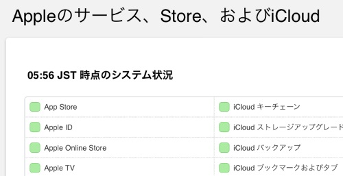 Appleのサービス、Store、およびiCloud